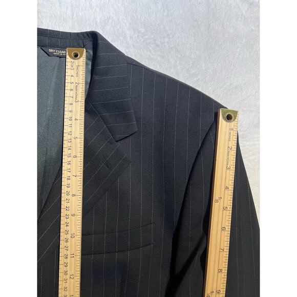 Chaps 38R 30x30 Navy Blue Dashed Banker's Stripe Suit Quality Classic Fit - Picture 14 of 16